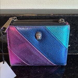 Kurt Geiger London Rainbow Stripe Leather bifold Wallet - 4.7x3.5. NWT